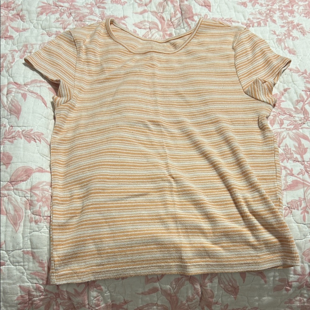 American Eagle Outfitters Kids Striped Tee in Cream and Orange
